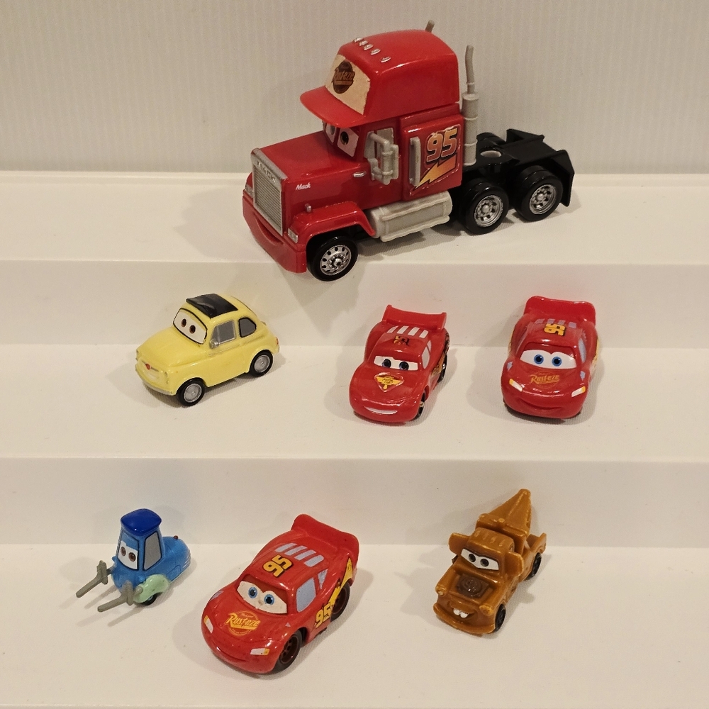 Disney Pixar Cars Plastic Mack Truck and Mini Car Set